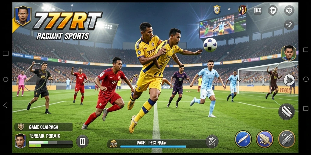Screenshot gameplay 777RT menampilkan aksi olahraga yang mendebarkan.