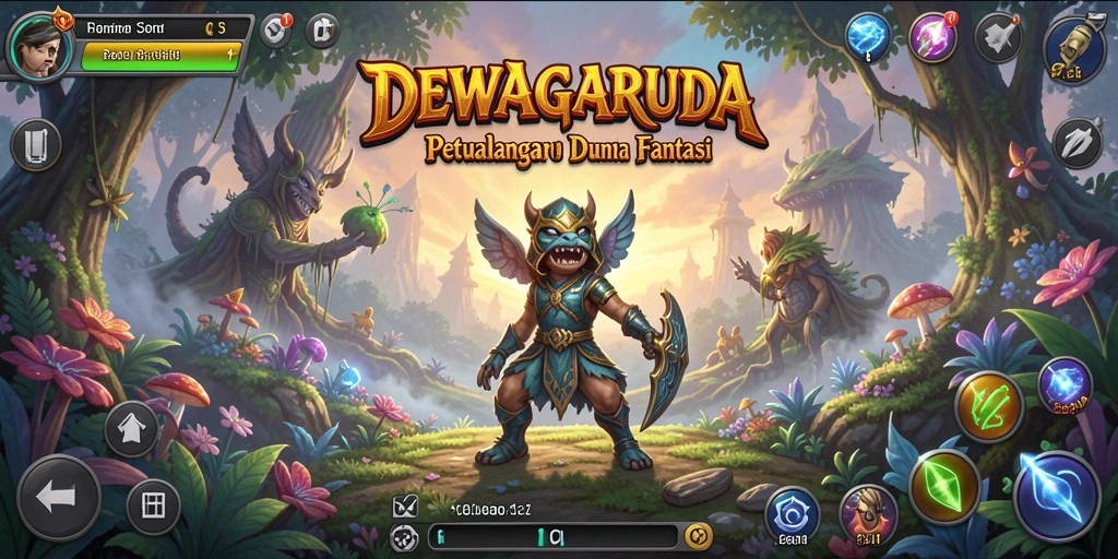 Tampilan utama gameplay DEWAGARUDA yang menampilkan eksplorasi petualangan.