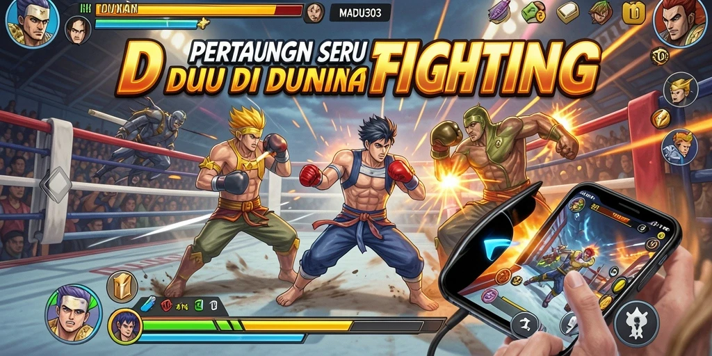 Tampilan aksi seru dari pertarungan karakter di MADU303.
