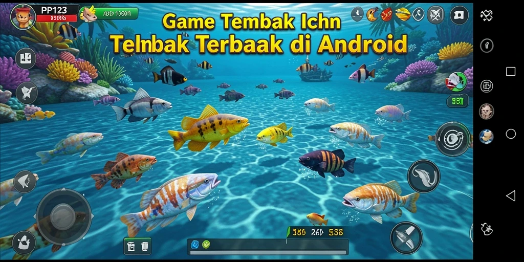 Screenshot gameplay PP123 menampilkan aksi Tembak Ikan yang seru.