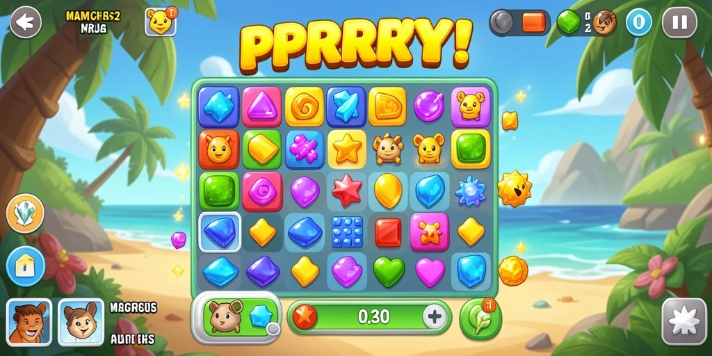 Tampilan gameplay seru dari game Match-3 PPRRYY.