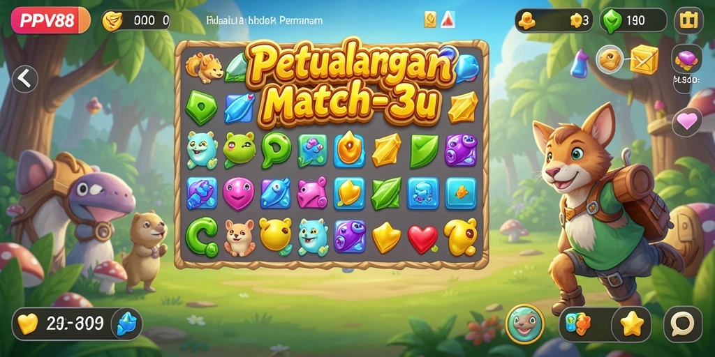 Tampilan menakjubkan dari gameplay Match-3 PPV88.